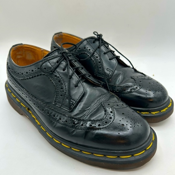 Dr. Martens Shoes - RARE Vtg Dr Martens 3989 Made in England Wingtip Black Brogues Oxfords Chunky